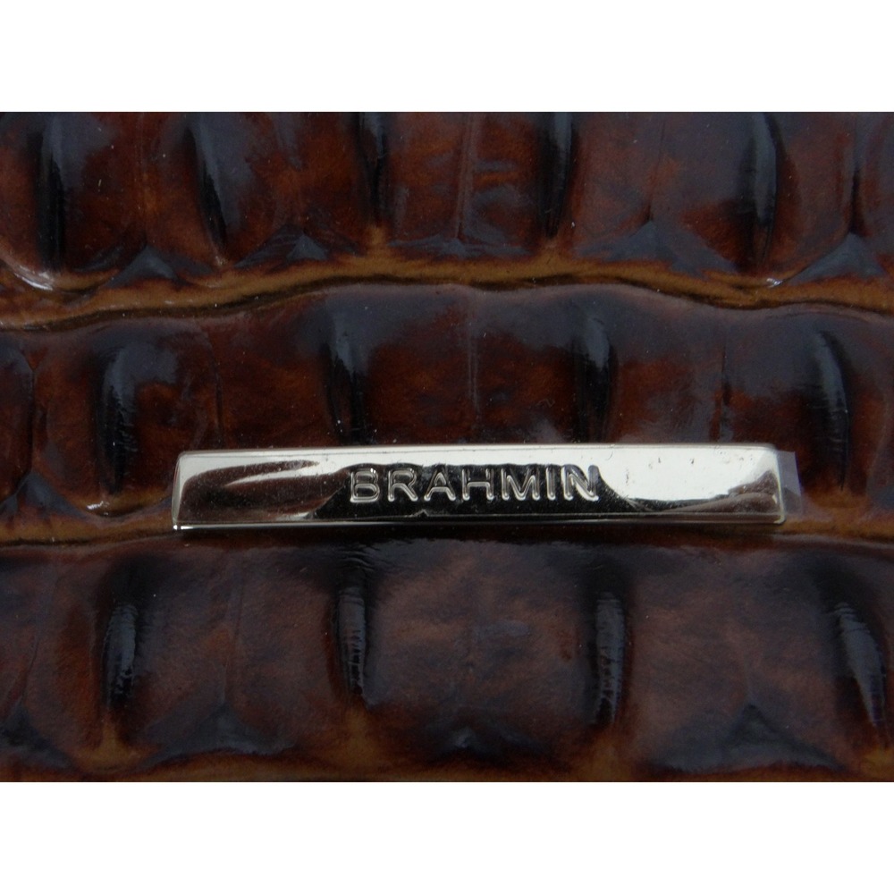 Brahmin Pecan Melbourne Croc Embossed Leather Crossbody Bag Brown Gold Hardware - Picture 11 of 12